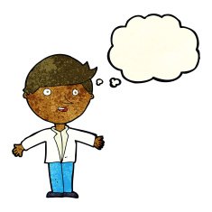 cartoon man in casual jacket with thought bubble N3