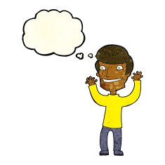 cartoon excited man with thought bubble N15