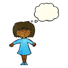 cartoon surprised woman with thought bubble N53