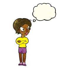 cartoon pretty woman with thought bubble N58