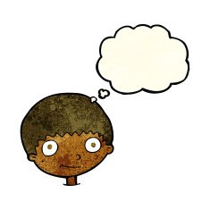 cartoon happy boy with thought bubble N50