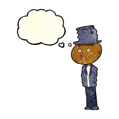 cartoon funny hobo man with thought bubble N3