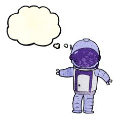 cartoon astronaut with thought bubble N26