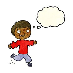 cartoon excited boy with thought bubble N32