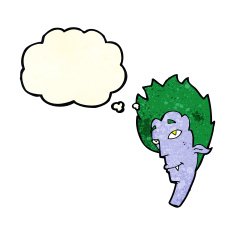 cartoon vampire head with thought bubble N11
