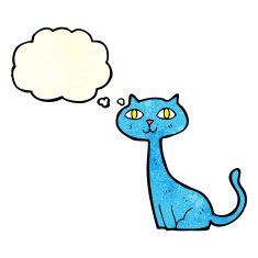 cartoon cat with thought bubble N10