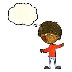 cartoon curious man with thought bubble N16