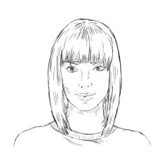 Vector Single Sketch Female Face Women Hairstyle