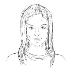 Vector Single Sketch Female Face Women Hairstyle N2