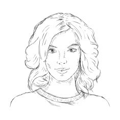 Vector Single Sketch Female Face Women Hairstyle N5