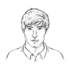 Vector Single Sketch Male Face Men Hairstyle N3