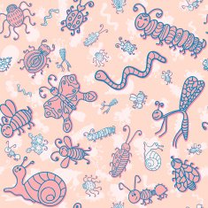 Cute seamless pattern with funny insects
