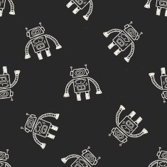 Doodle Robot seamless pattern background N4