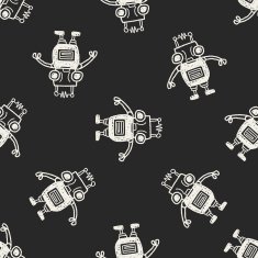 Doodle Robot seamless pattern background N9