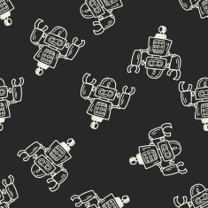 Doodle Robot seamless pattern background N10