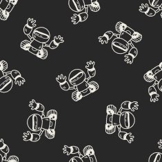 Doodle Robot seamless pattern background N16
