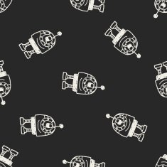 Doodle Robot seamless pattern background N17