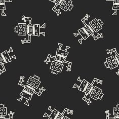 Doodle Robot seamless pattern background N20