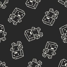 Doodle Robot seamless pattern background N25