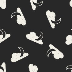 moon and cloud doodle drawing seamless pattern background