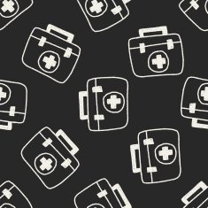 medical box doodle drawing seamless pattern background N5