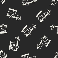 truck doodle drawing seamless pattern background