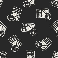 cell phone message doodle drawing seamless pattern background N3