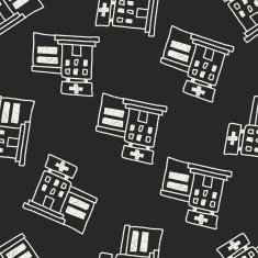 hospital doodle drawing seamless pattern background
