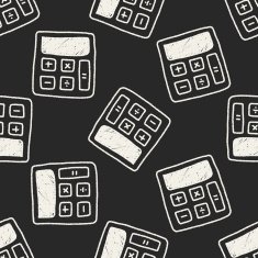 calculator doodle drawing seamless pattern background