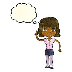 cartoon woman with idea thought bubble N51