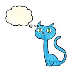 cartoon cat with thought bubble N11