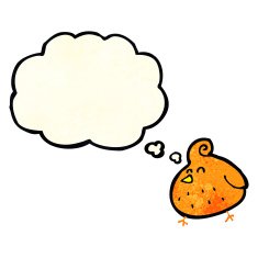 cartoon bird with thought bubble N66