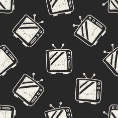 television doodle drawing seamless pattern background N2