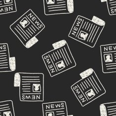 newspaper doodle drawing seamless pattern background