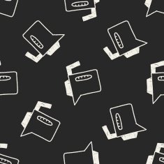 kitchenware hot water bottle doodle drawing seamless pattern background