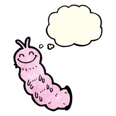 cartoon caterpillar with thought bubble N2