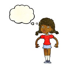 cartoon pretty girl with thought bubble N22