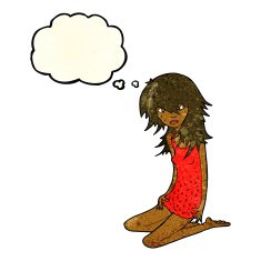 cartoon pretty girl with thought bubble N23