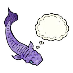 cartoon fish with thought bubble N18