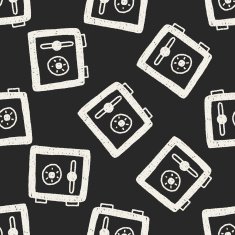 safety money box doodle drawing seamless pattern background