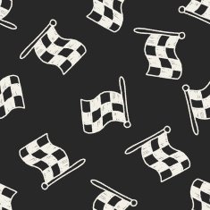 race flag doodle drawing seamless pattern background