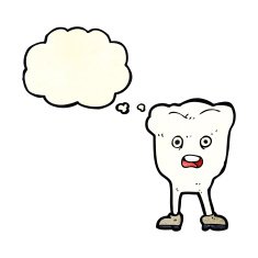 cartoon tooth looking afraid with thought bubble N2