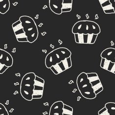 cupcake doodle drawing seamless pattern background N2