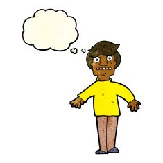 cartoon shocked man with thought bubble N24