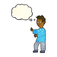 cartoon shocked man with thought bubble N27