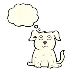 cartoon happy dog with thought bubble N20
