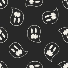 ghost doodle drawing seamless pattern background