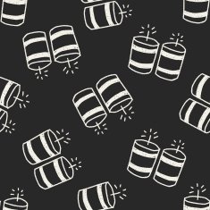 Firecrackers doodle drawing seamless pattern background