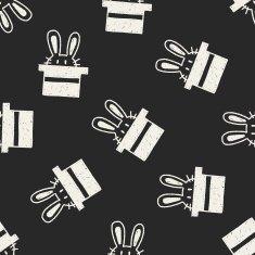 magic rabbit doodle drawing seamless pattern background N5