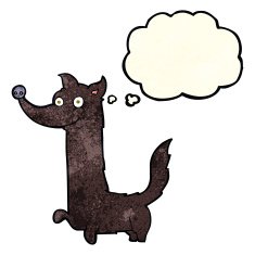 cartoon happy dog with thought bubble N21